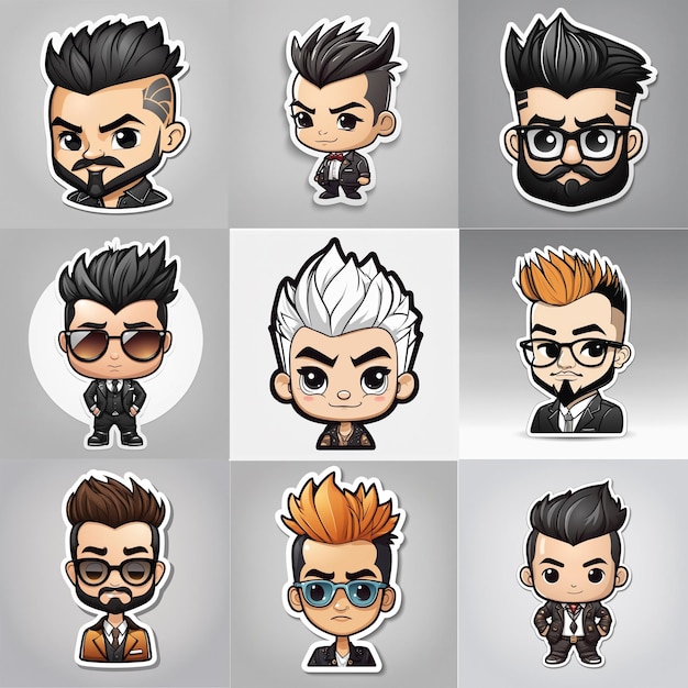 Foto el elegante tipo mohawk en el estilo de dibujos animados de chibi arte 2d de alta calidad