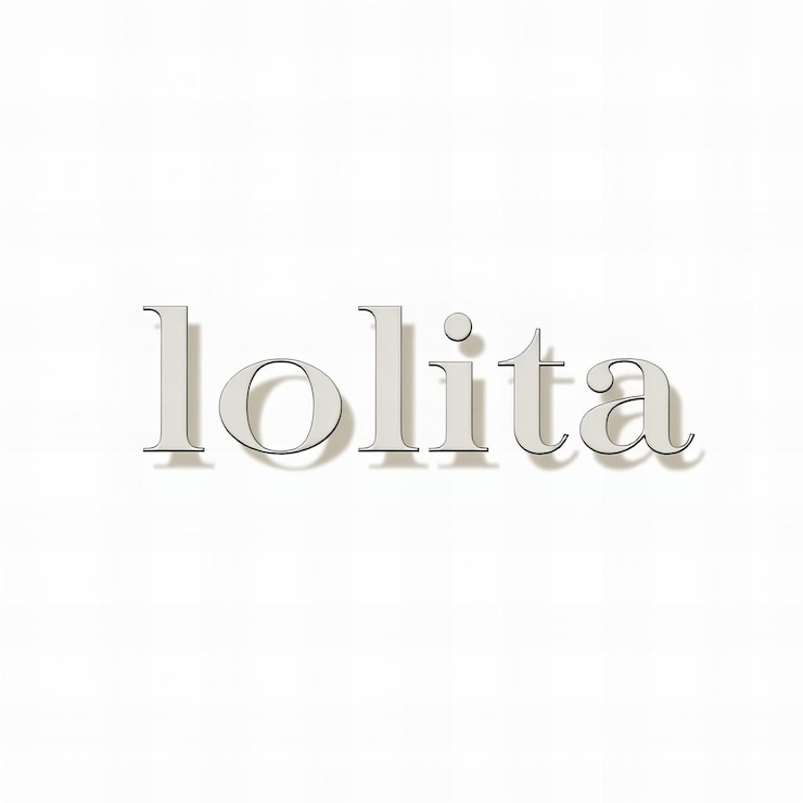 Foto elegante tipografía de la palabra lolita con elementos de la moda victoriana