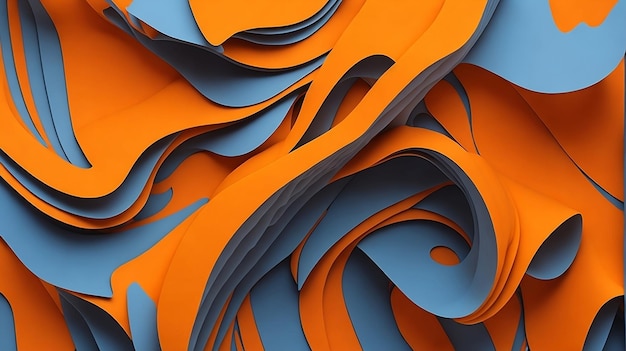 Elegante transição de cor azul para laranja simples abstrato moderno fundo de onda 3D