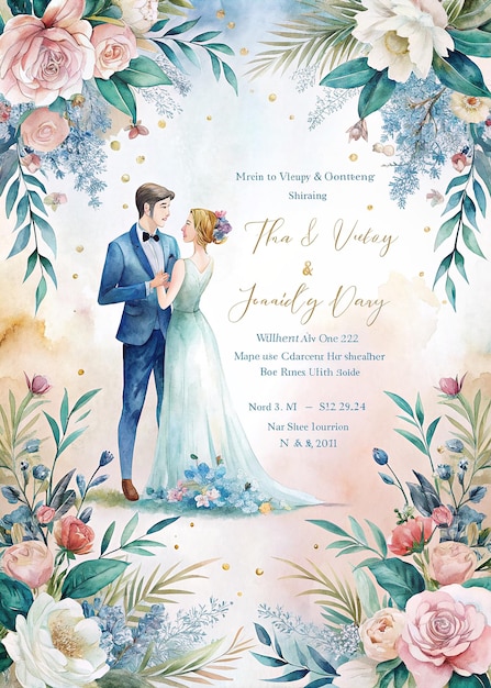 Elegante und moderne Hochzeitsinladungen mit Aquarellillustrationen