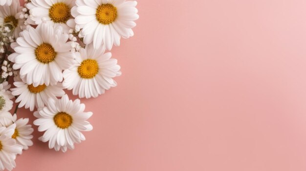Elegante weiße Kamille auf einem ruhigen rosa Hintergrund