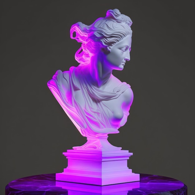 Elegante weiße Marmorstatue im Neon-Stil