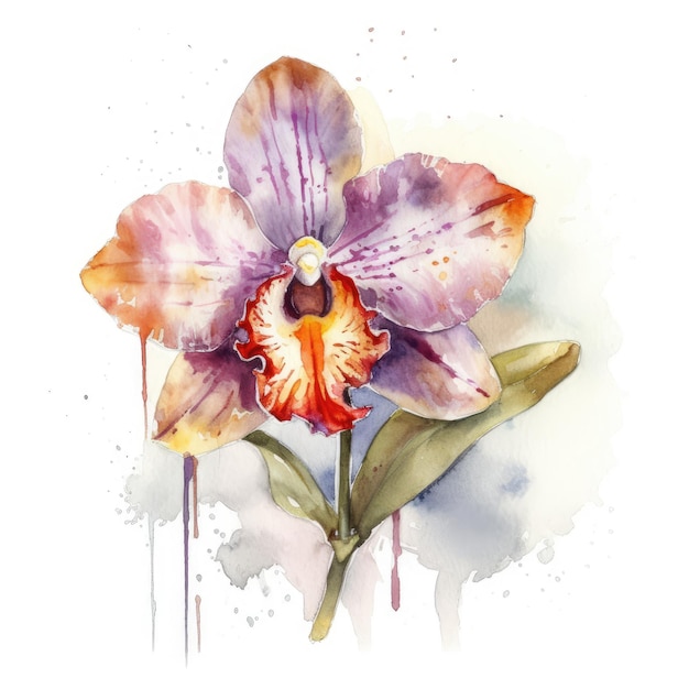 Elegante weiße Orchideen-Aquarellmalerei auf einem Hintergrund