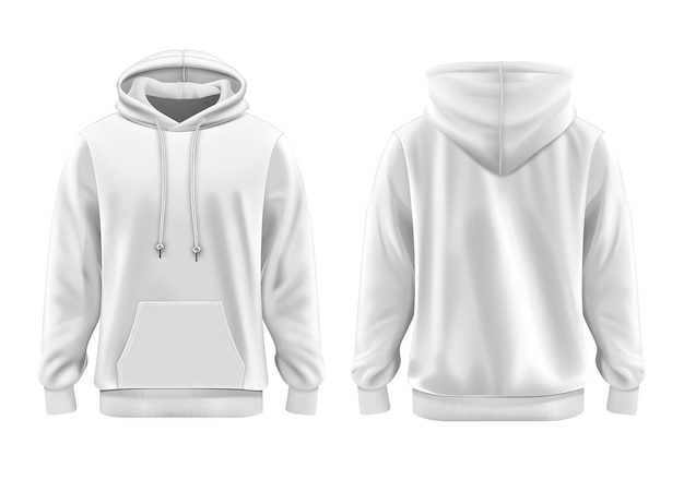 Elegante weiße Sweatshirts auf der Vorderseite und der Rückseite, die die detaillierten Nähte und das bequeme Design hervorheben