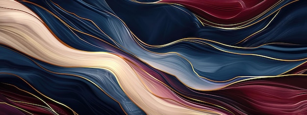 Eleganter abstrakter Wellenhintergrund mit einer Palette aus marineblauem Kastanienbraun und Gold