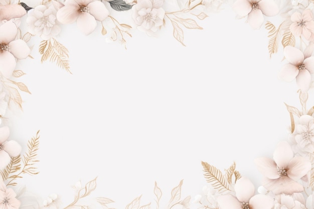Eleganter Blumenrand auf weißem Hintergrund für Einladungen