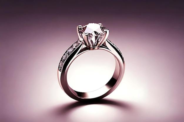 Eleganter Diamantring auf hellem Hintergrund mit Schatten Ai Generated