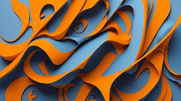 Eleganter Farbübergang von Blau zu Orange, einfacher abstrakter, moderner 3D-Wellenhintergrund