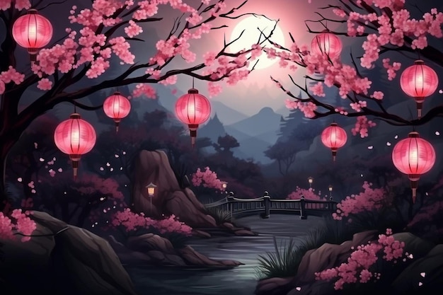 Eleganter Hintergrund für das chinesische Neujahr mit Laternen