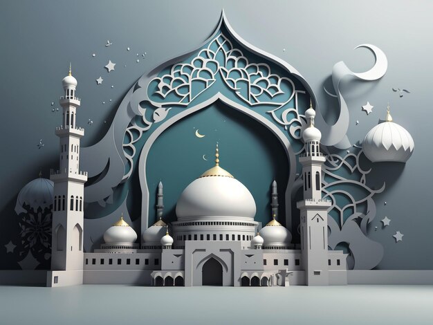 Eleganter islamischer Hintergrund für eine graue Moschee