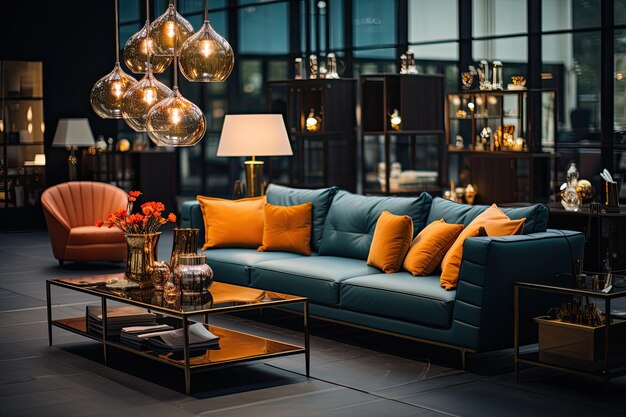 Eleganter Laden voller exquisiter Möbel und Dekorationen von Generative IA