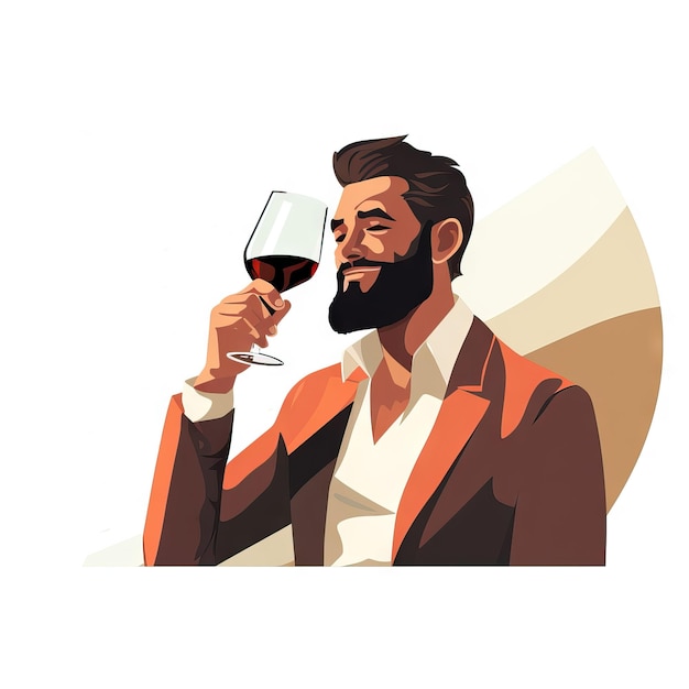 Eleganter Mann, der Wein im minimalistischen Stil genießt, der von der KI generiert wurde