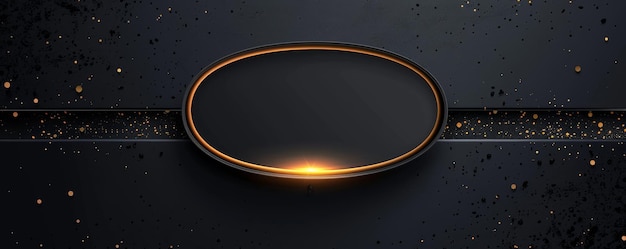 Eleganter schwarzer Hintergrund mit goldener Beleuchtung und einem ovalen Designelement