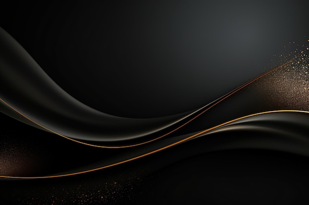 eleganter schwarzer Hintergrund mit goldener Wellenlinie moderner Luxus