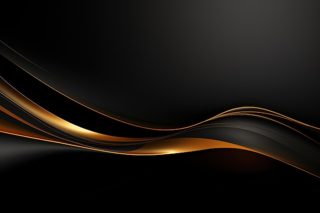 eleganter schwarzer Hintergrund mit goldener Wellenlinie moderner Luxus