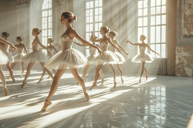 Elegantes bailarines de ballet actuando con gracia