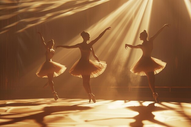 Foto elegantes bailarines de ballet actuando con gracia en el