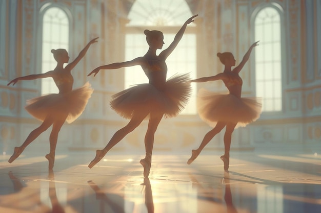Foto elegantes bailarines de ballet en graciosas posturas octano re