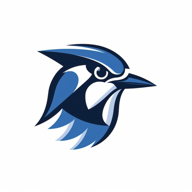 Elegantes blaues Jay-Bird-Logo auf weißem Hintergrund minimalistisches 2D-Design