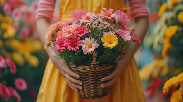 Elegantes Blumen-Display-Mädchen mit rosa Bouquet