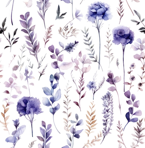 Elegantes blumiges nahtloses Aquarellmuster