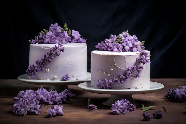 Elegantes bolos de lila e lavanda