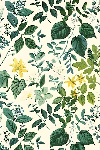 Foto elegantes botanisches grafikmuster in einer vintage-farbpalette