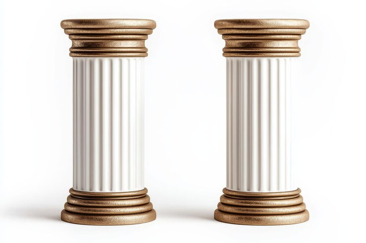 Foto elegantes colunas arquitetônicas com sotaques dourados e elementos de design clássico
