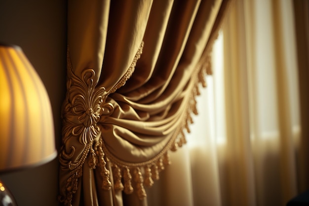 Elegantes cortinas Valence doradas