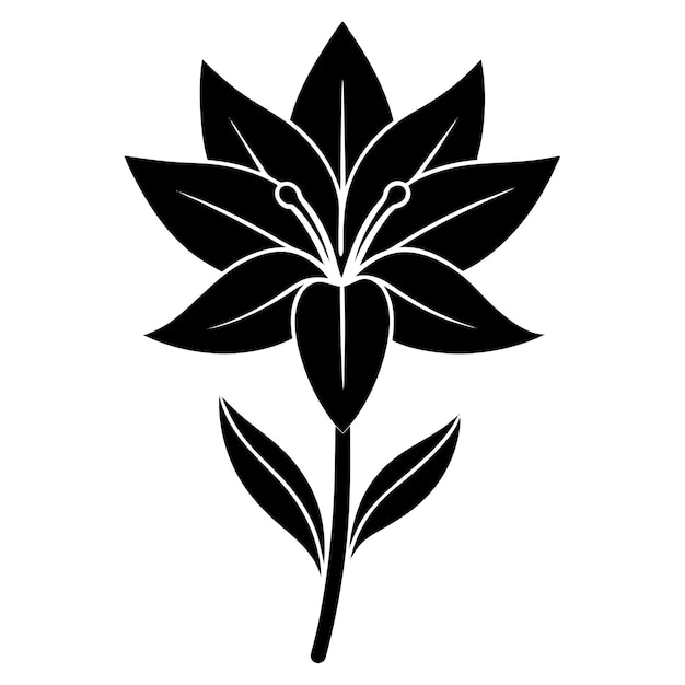 Elegantes Design mit schwarzer und weißer Lilienblüten-Silhouette