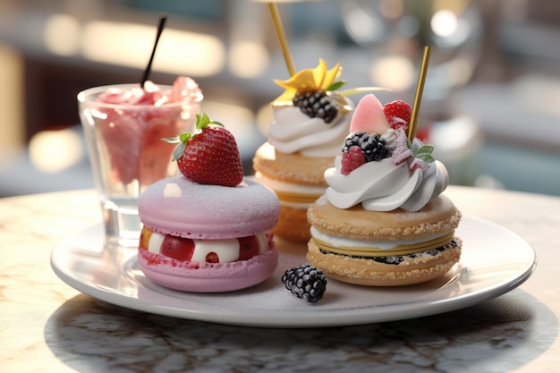 Elegantes Dessert-Trio mit Mini-Kuchen und Torten