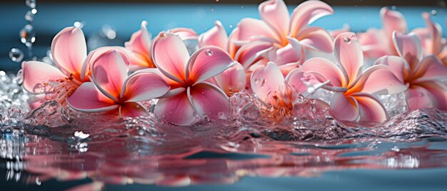 Foto elegantes flores de plumeria florescem na água