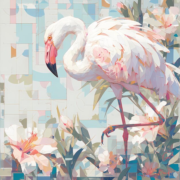 Foto elegantes flores de primavera de flamingos e textura colorida