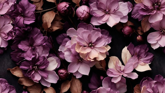 Foto elegantes flores de tinta de álcool fotorrealistas em fundo cremoso marrom lila