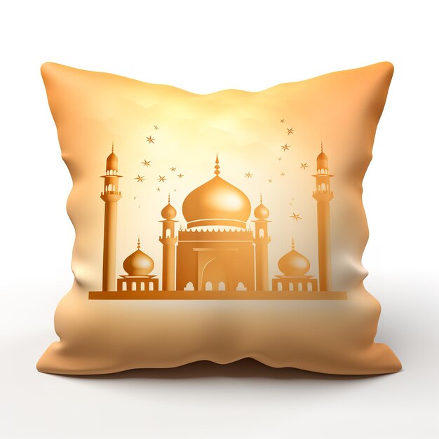 elegantes fundas de almohadas con temas de Eid Mubarak aisladas sobre un fondo blanco