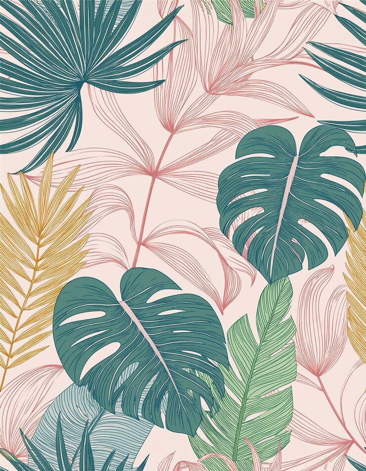Elegantes hojas tropicales para tarjetas plegables