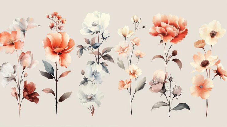 Elegantes ilustraciones florales