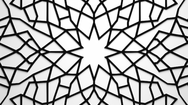 Elegantes islamisches Muster im Hintergrund, schwarze Linien auf weißer Moscheenkunst für Ramadan und Eid, flaches Design