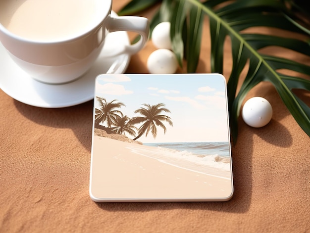 Elegantes Keramik-Coaster-Mockup für Tischgeschirr AI generiert