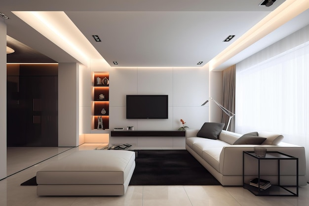 Foto elegantes klassisches interieur mit einem generativen sofa
