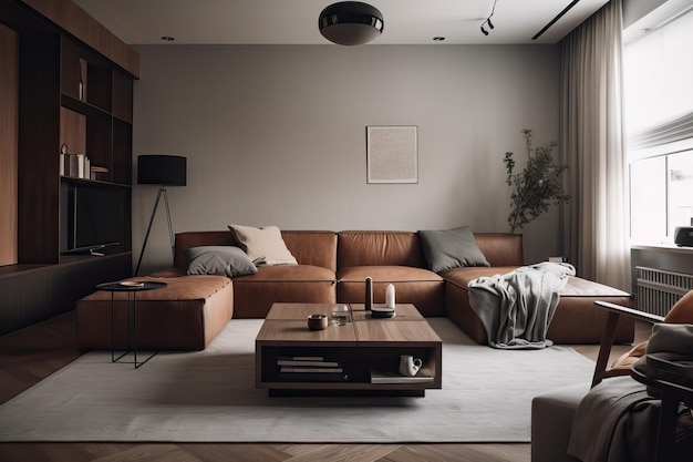 Foto elegantes klassisches interieur mit einem generativen sofa