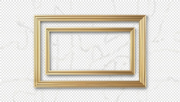 Elegantes marcos dorados sobre un fondo transparente para exhibiciones artísticas
