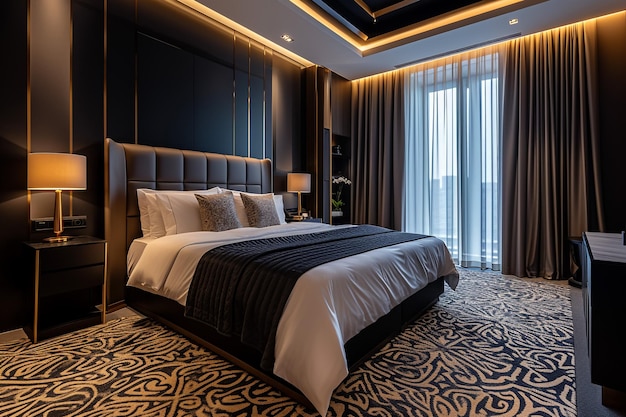 Elegantes, modernes Luxushotelzimmer mit modernem Interieur