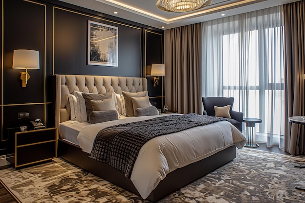 Elegantes, modernes Luxushotelzimmer mit modernem Interieur