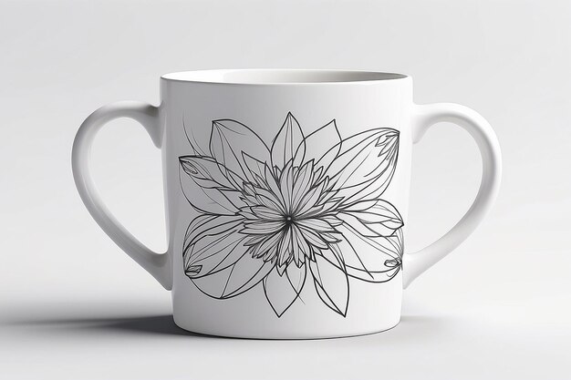 Elegantes Mug-Mockup mit einem minimalistischen weißen Hintergrund für Ihre Kunstwerke