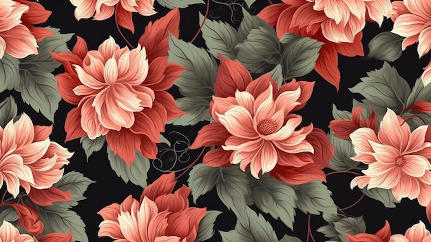 Elegantes, nahtloses Blumenmuster. Generative KI