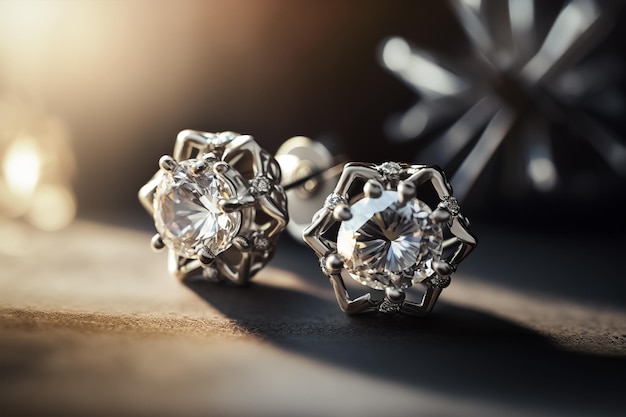 Elegantes pendientes Sparky brillantes de plata con diamantes