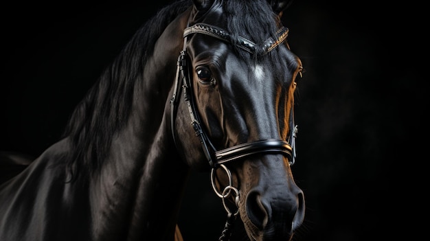 Elegantes Pferdeporträt auf schwarzem Hintergrund