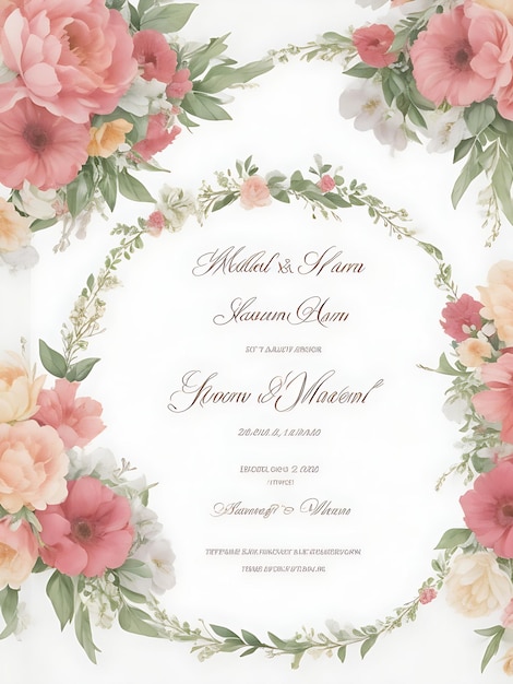 Elegantes plantillas de invitación de boda con corona floral