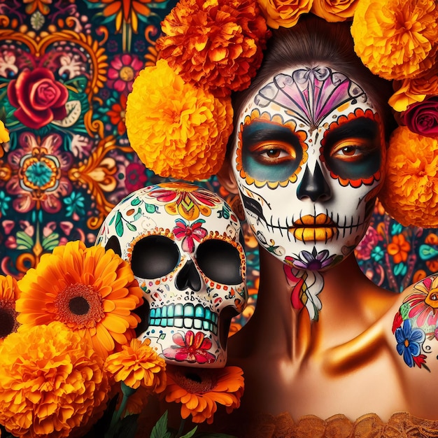 Foto elegantes retratos de catrina en color